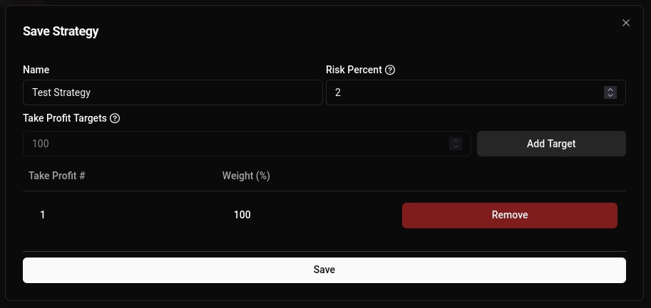 Strategy save dialog